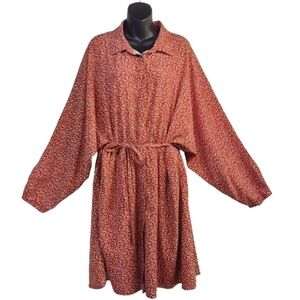 Davi & Dani Women's Burnt Orange Floral Print Dress Sz 1XL NWT